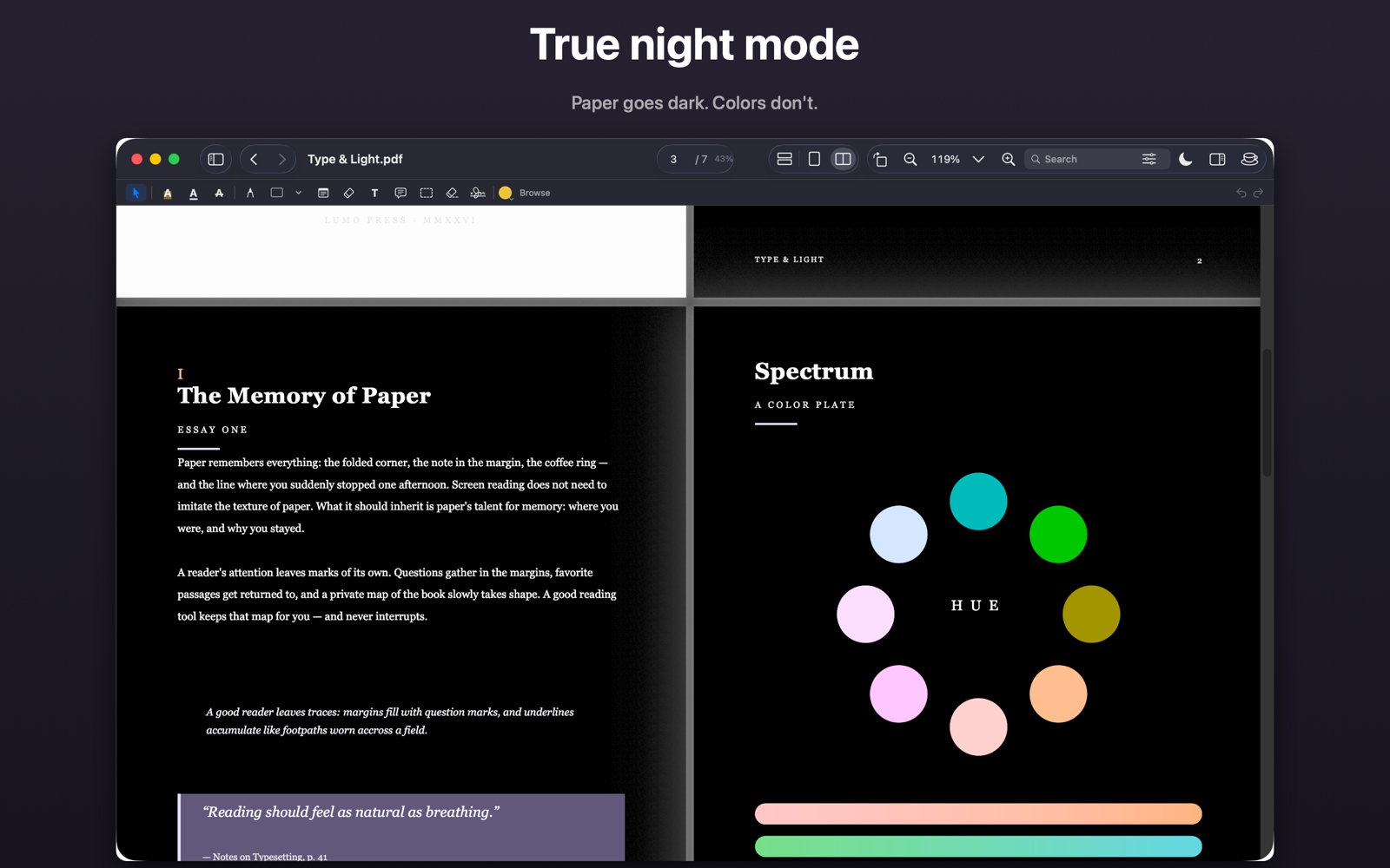 Night mode keeps picture colors